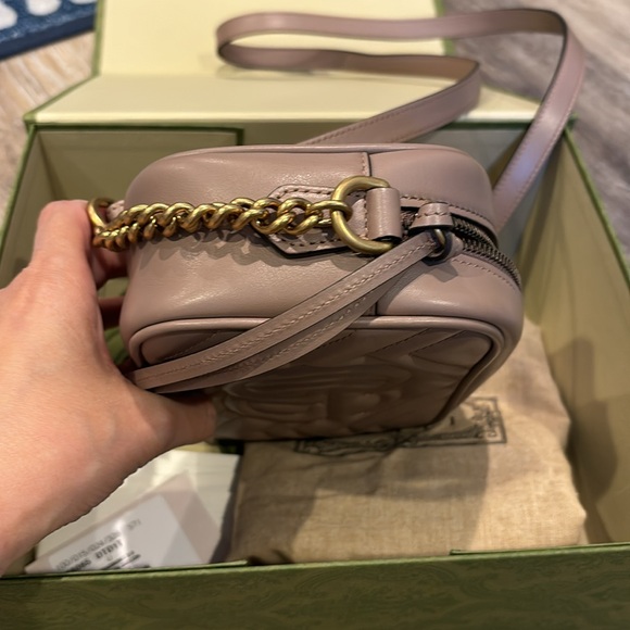 GUCCI GG Marmont 2.0 Chevron Rose Leather Crossbody Bag 💯 Authentic BRAND NEW - Picture 7 of 7